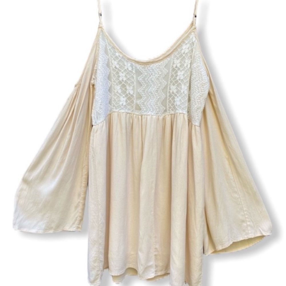 Kaitlyn Cold Shoulder Tunic Dress Top Cream